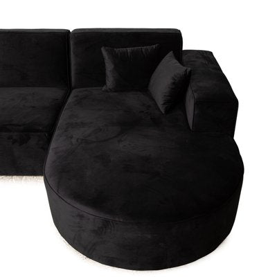 Belagio Corner Sofa with Chaise Longue in Black Velvet from IconX Studios-RQW-1748106