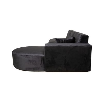 Belagio Corner Sofa with Chaise Longue in Black Velvet from IconX Studios-RQW-1748106