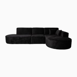 Belagio Corner Sofa with Chaise Longue in Black Velvet from IconX Studios-RQW-1748106