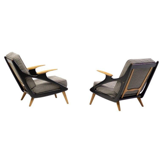 Belgian Architectural Lounge Chairs, 1950s, Set of 2