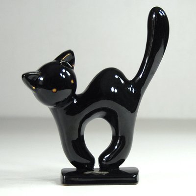 Belgian Art Deco Ceramic Cat Figurine, 1930s-GIW-1701996