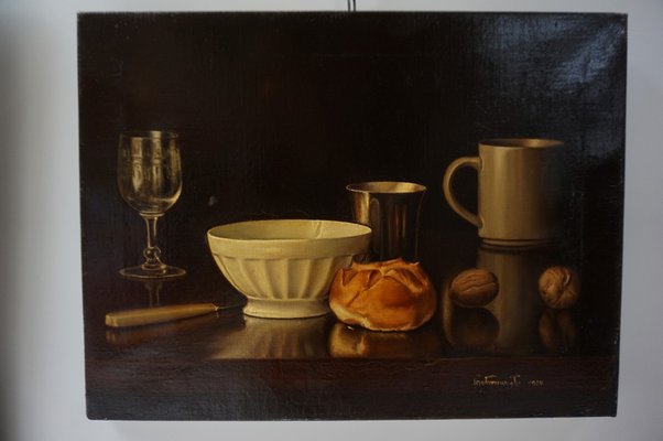 Belgian Artist, Still Lifes, 1984, Oil on Canvas Paintings, Framed, Set of 3-EA-1408891