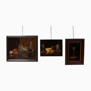 Belgian Artist, Still Lifes, 1984, Oil on Canvas Paintings, Framed, Set of 3-EA-1408891