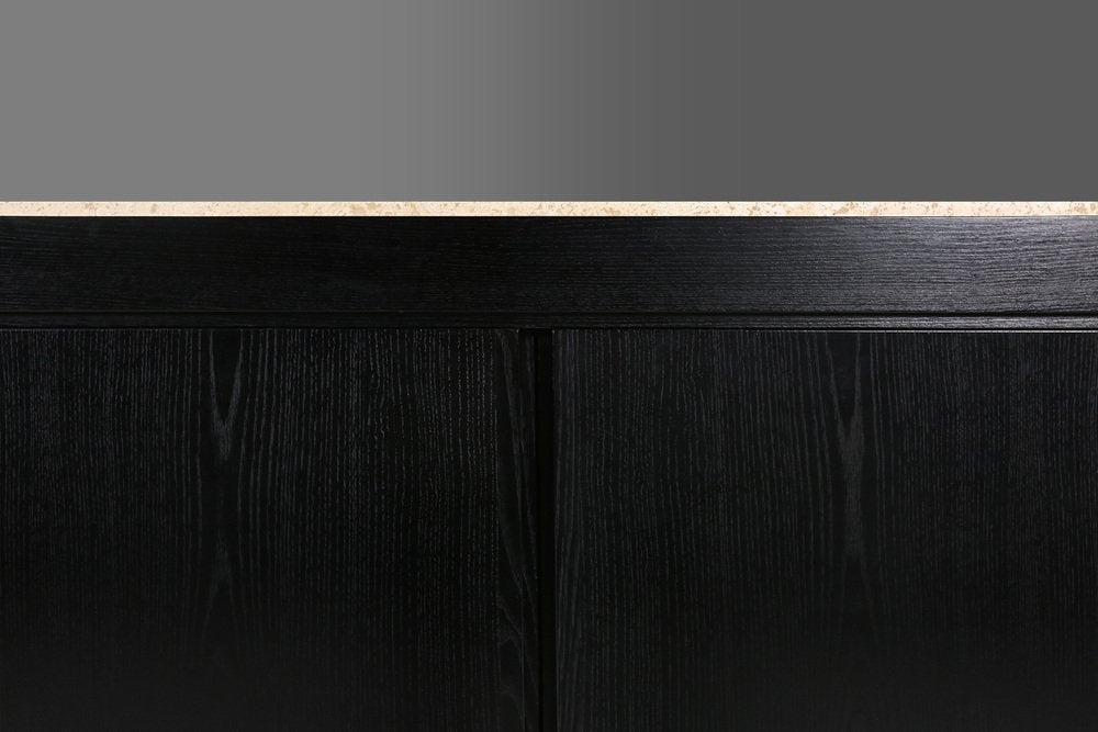 Belgian Black Lacquered Oak Sideboard, 1970s