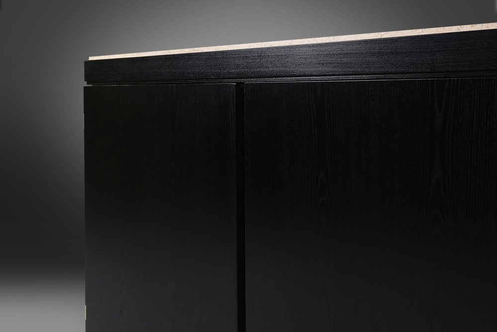 Belgian Black Lacquered Oak Sideboard, 1970s