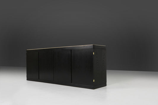 Belgian Black Lacquered Oak Sideboard, 1970s