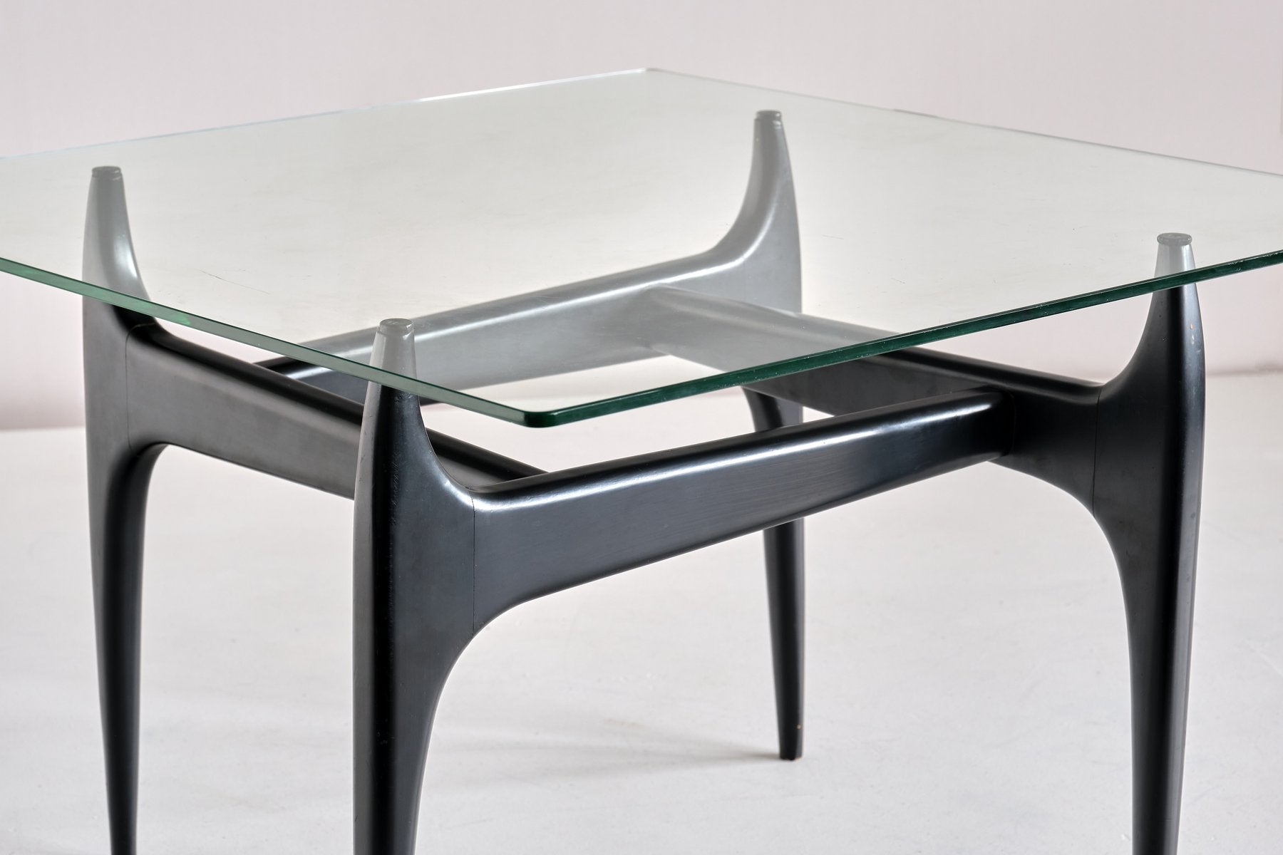 Belgian Black Lacquered Wood Coffee Table by Jos de Mey for Luxus, 1957