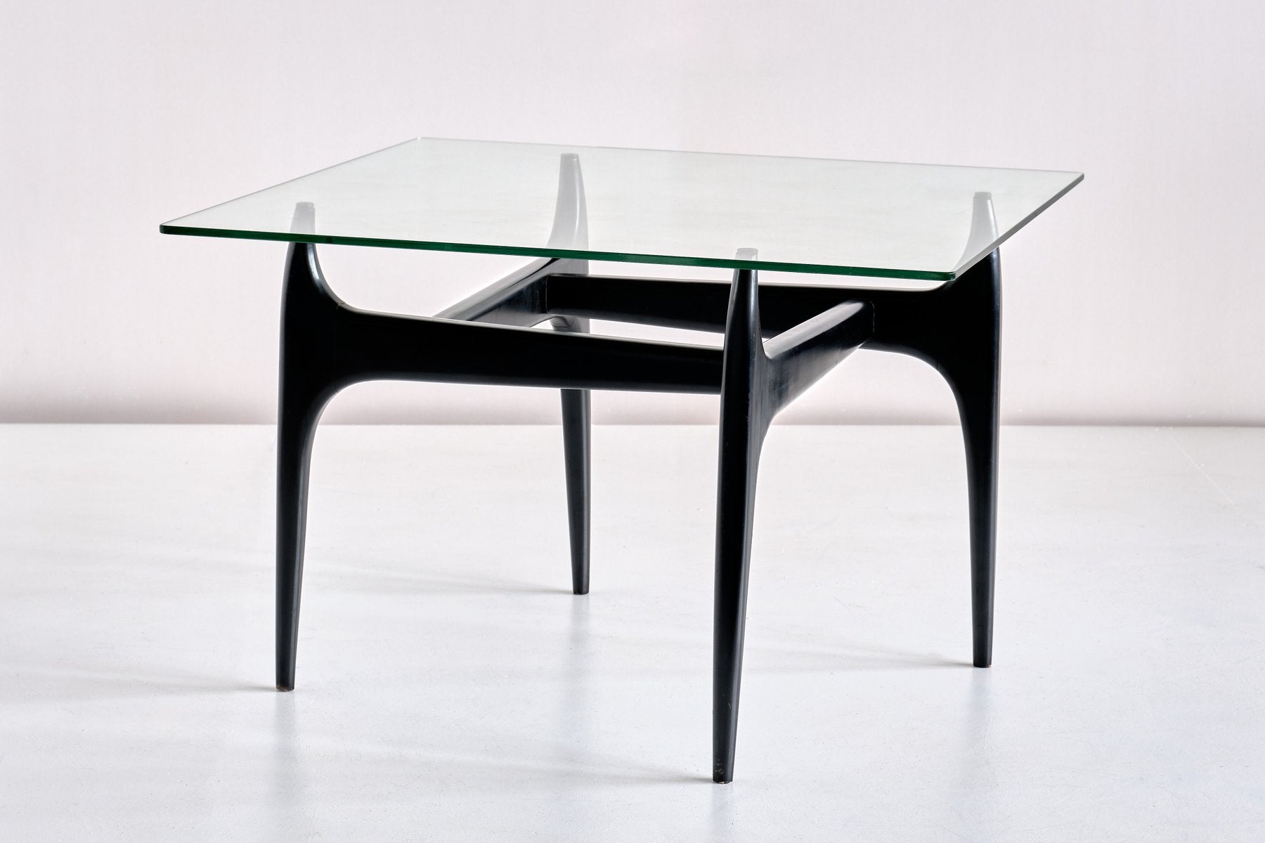 Belgian Black Lacquered Wood Coffee Table by Jos de Mey for Luxus, 1957