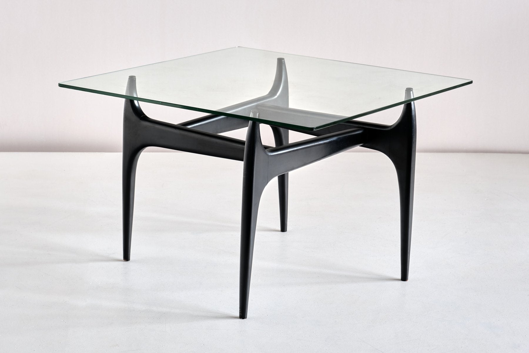 Belgian Black Lacquered Wood Coffee Table by Jos de Mey for Luxus, 1957