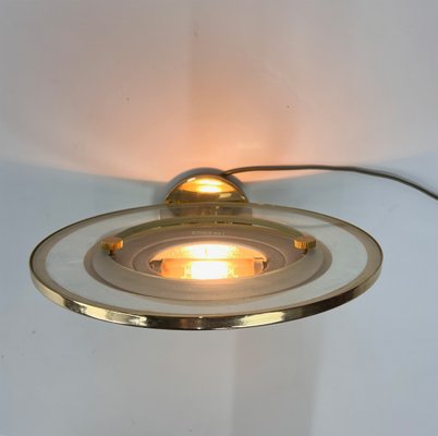 Belgian Brass and Glass Wall Lamp, 1970s-RMX-2019815