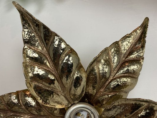 Belgian Brass Flower Wall Light by Willy Daro for Massive, 1970s-WZZ-890378