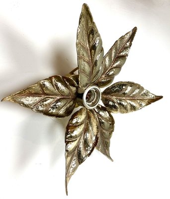 Belgian Brass Flower Wall Light by Willy Daro for Massive, 1970s-WZZ-890378