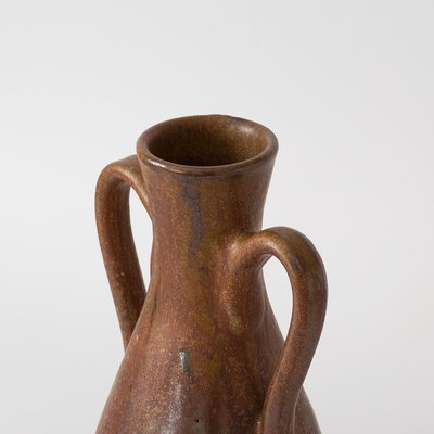 Belgian Brown Glazed Ceramic Vase by Pierre Biron, 1930s-IXK-1080262