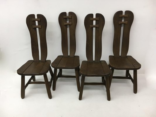 Belgian Brutalist Dining Chairs from De Puydt, 1970s, Set of 4-BGP-934895