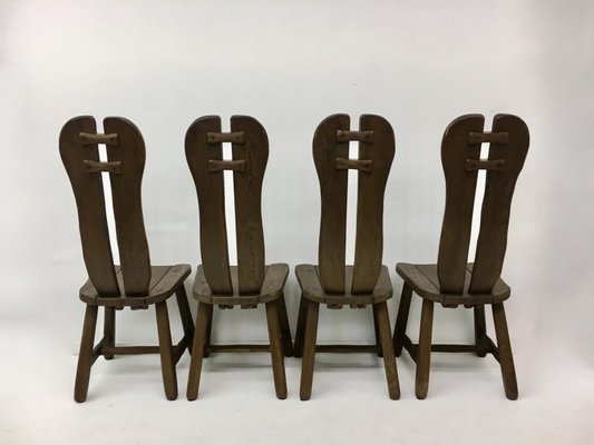 Belgian Brutalist Dining Chairs from De Puydt, 1970s, Set of 4-BGP-934895