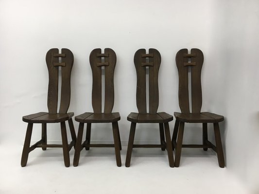 Belgian Brutalist Dining Chairs from De Puydt, 1970s, Set of 4-BGP-934895