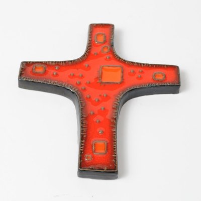 Belgian Ceramic Cross from Perignem, 1960s-IXK-937637