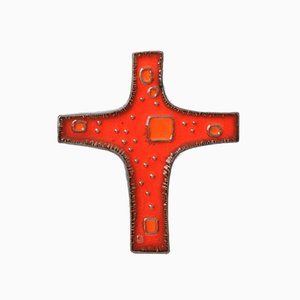 Belgian Ceramic Cross from Perignem, 1960s-IXK-937637