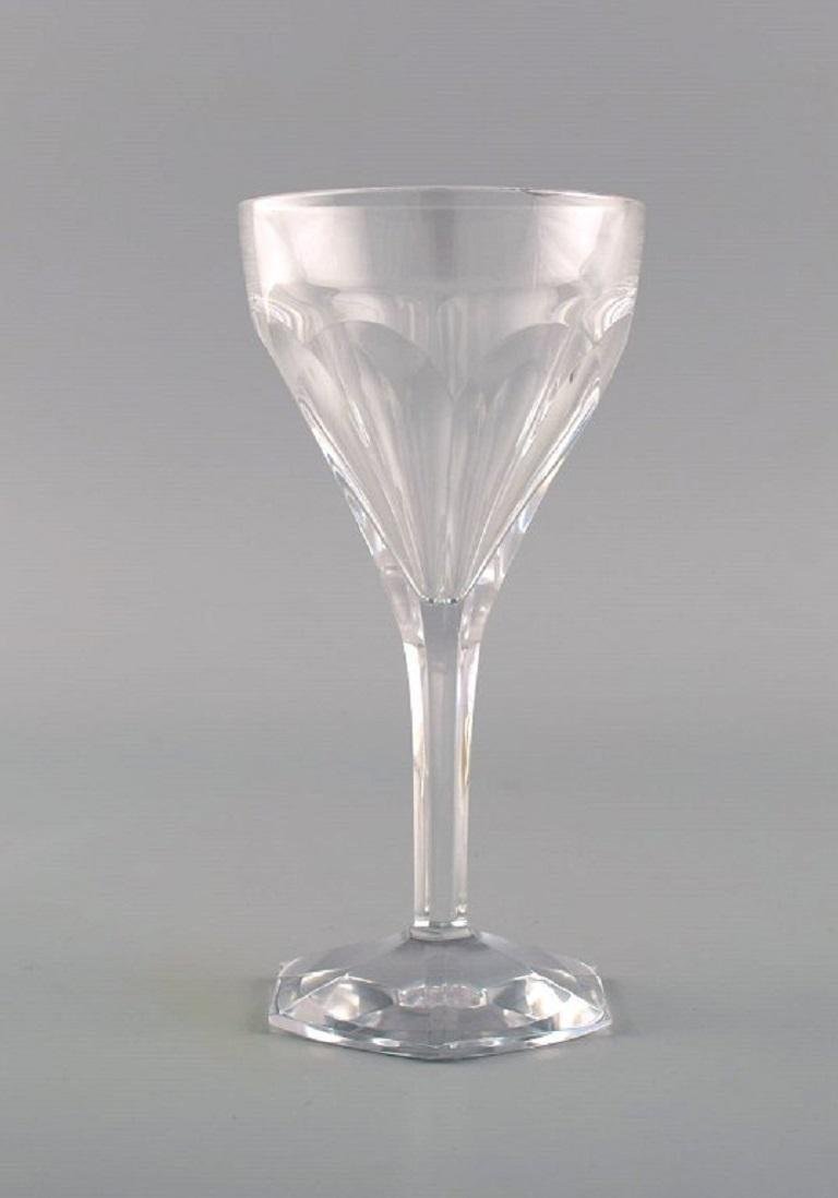 Belgian Crystal Glass White Wine Glasses by Legagneux for Val St. Lambert, Set of 8