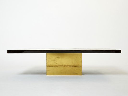 Belgian Etched Brass & Agate Coffee Table by Christian Krekels, 1979-YJA-1363514