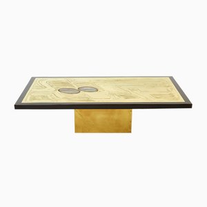 Belgian Etched Brass & Agate Coffee Table by Christian Krekels, 1979-YJA-1363514