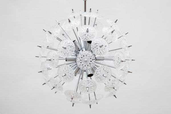 Belgian Floral Starburst Sputnik Chandelier from Val Saint Lambert, 1969-KL-620480