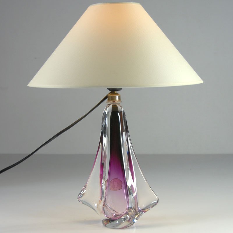 Belgian Glass Table Lamp from Val St. Lambert, 1960s