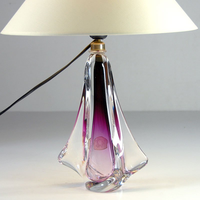 Belgian Glass Table Lamp from Val St. Lambert, 1960s