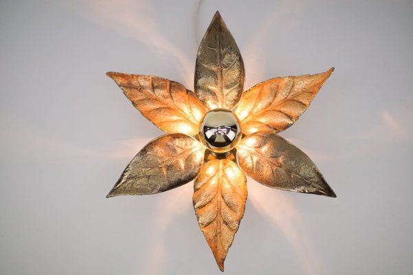 Belgian Gold Brass Wall Light by Willy Daro for Massive, 1960s-KQB-1170173