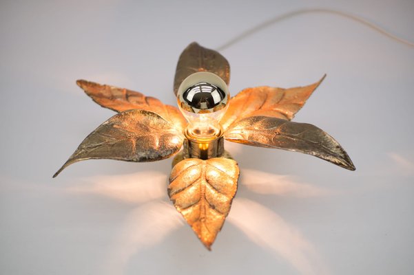 Belgian Gold Brass Wall Light by Willy Daro for Massive, 1960s-KQB-1170173