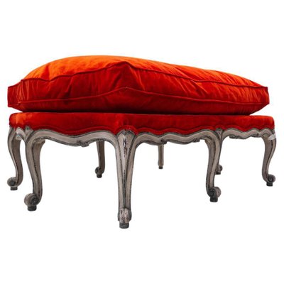 Belgian Louis XV Style Bench in Red Velvet-FGA-1249631