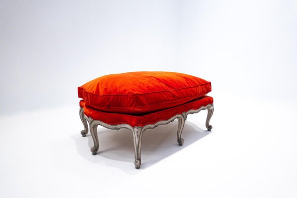 Belgian Louis XV Style Bench in Red Velvet-FGA-1249631