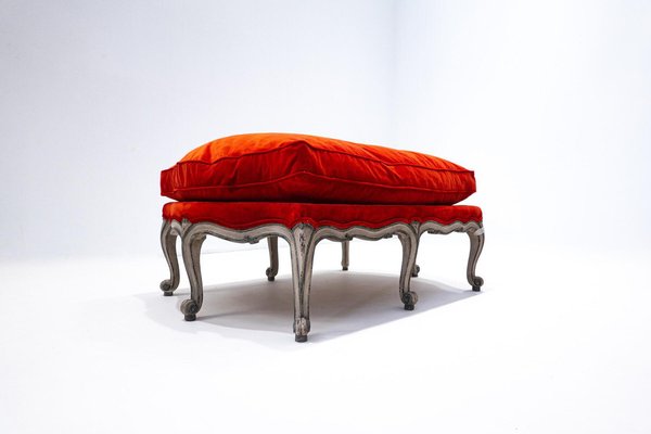 Belgian Louis XV Style Bench in Red Velvet-FGA-1249631