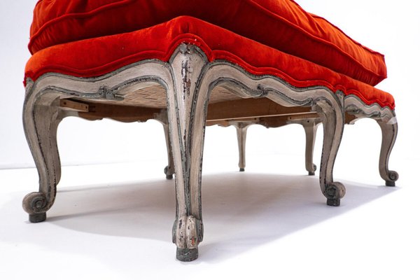 Belgian Louis XV Style Bench in Red Velvet-FGA-1249631