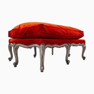 Belgian Louis XV Style Bench in Red Velvet-FGA-1249631