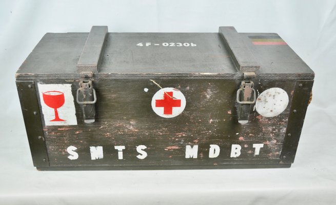 Belgian Military Wooden Box, 1960s-ROJ-550894