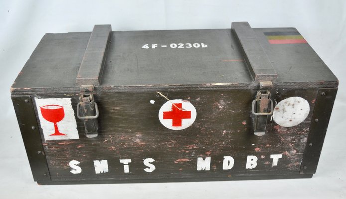 Belgian Military Wooden Box, 1960s-ROJ-550894