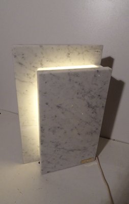 Belgian Square Carrara Marble Table Lamp by Camille Breesch, 1970s-AWL-1113475