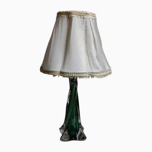 Belgian Table Lamp in Green Crystal Glass, 1970s-HOI-1756383