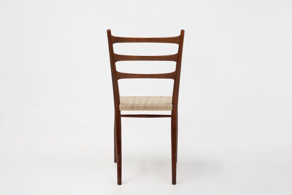 Belgian Teak Dining Chairs with Braided Rope Seat, 1960s, Set of 2-YSY-2041950