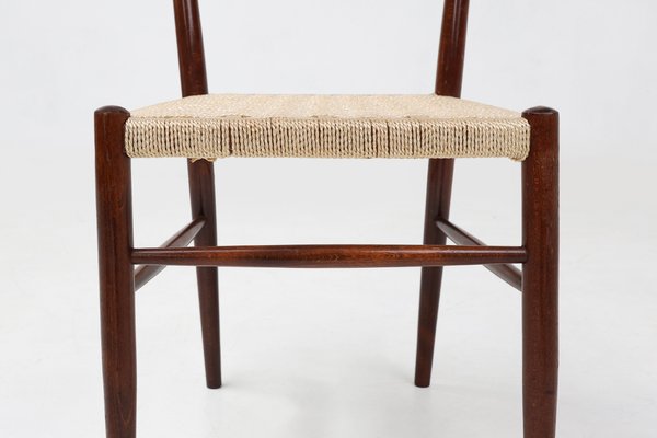 Belgian Teak Dining Chairs with Braided Rope Seat, 1960s, Set of 2-YSY-2041950