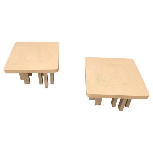 Belgian White Cream Resin Side Tables from Jean Claude Dresse, 1970s, Set of 2