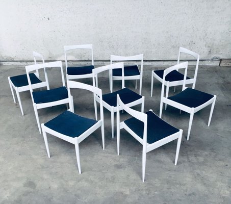 Belgian White Dining Chair, 1970s, Set of 9-RQV-913718