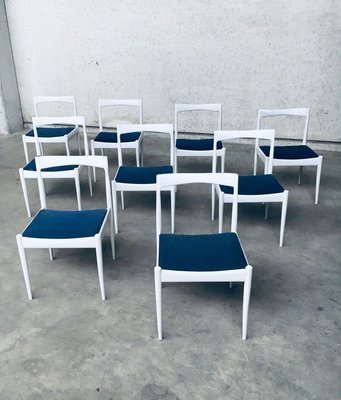 Belgian White Dining Chair, 1970s, Set of 9-RQV-913718