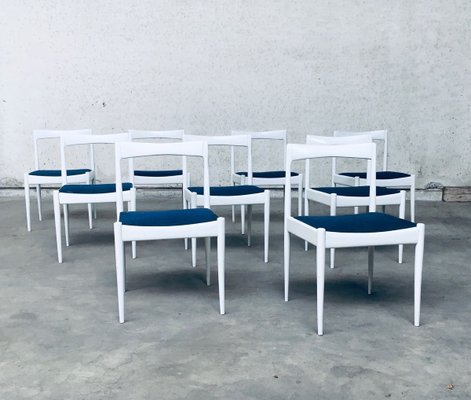 Belgian White Dining Chair, 1970s, Set of 9-RQV-913718