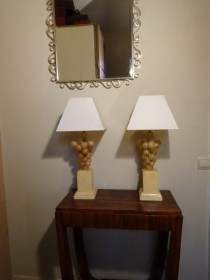 Belgium Lacquered Alabaster Grapes Table Lamps by Freddy Rensonnet, 1970s, Set of 2-AWL-1233913