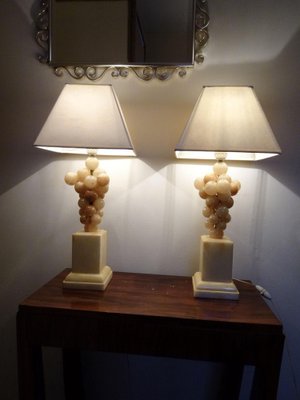 Belgium Lacquered Alabaster Grapes Table Lamps by Freddy Rensonnet, 1970s, Set of 2-AWL-1233913