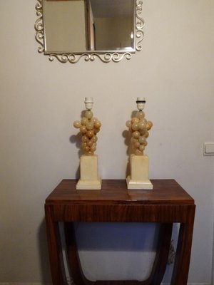 Belgium Lacquered Alabaster Grapes Table Lamps by Freddy Rensonnet, 1970s, Set of 2-AWL-1233913