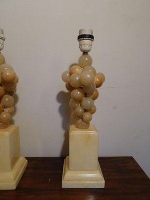 Belgium Lacquered Alabaster Grapes Table Lamps by Freddy Rensonnet, 1970s, Set of 2-AWL-1233913