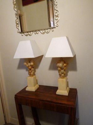 Belgium Lacquered Alabaster Grapes Table Lamps by Freddy Rensonnet, 1970s, Set of 2-AWL-1233913